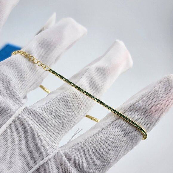 Luxurious 925 Silver Bracelet with Multi Green Stones – Brand New with Tags - Picture 8 of 10